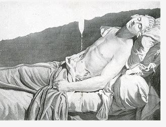 Tardieu, La Mort de Lepeltier, gravure d'après le tableau disparu de David.